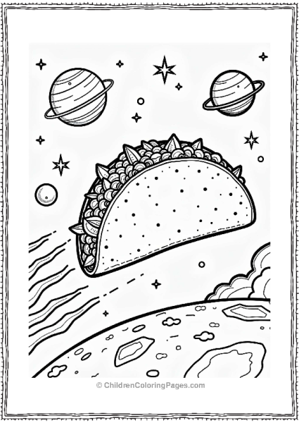 Taco Space Adventure In A Starry Sky Free PDF Printable