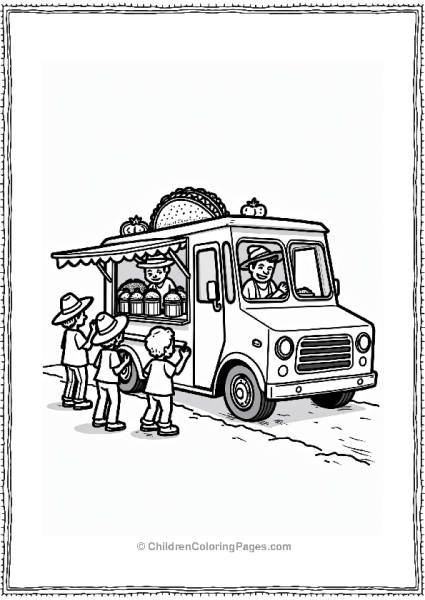 Taco Truck With Happy Customers Free PDF Printable
