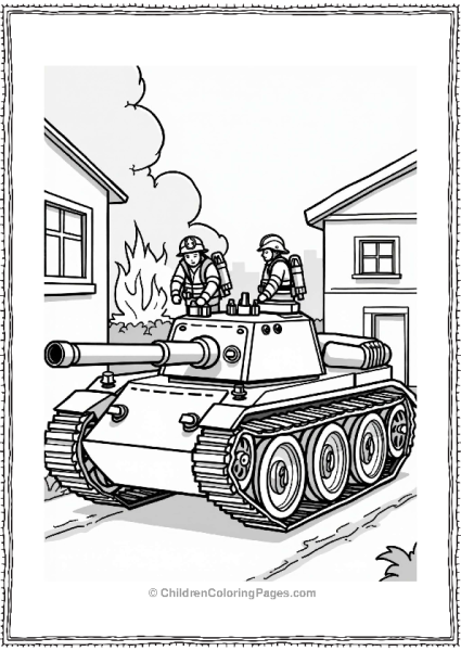 Tank And Firefighters In Action Free PDF Printable