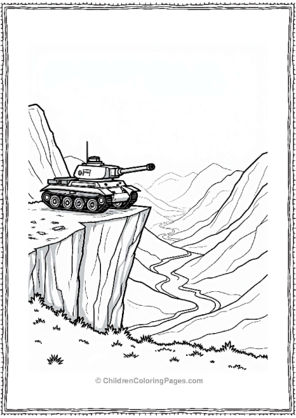 Tank At The Cliff Overlooking A Valley Free PDF Printable