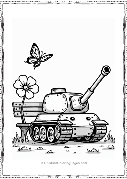 Tank Behind City Park Bench Free PDF Printable