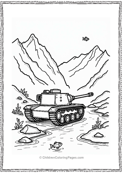 Tank Beside A Mountain Stream Free PDF Printable