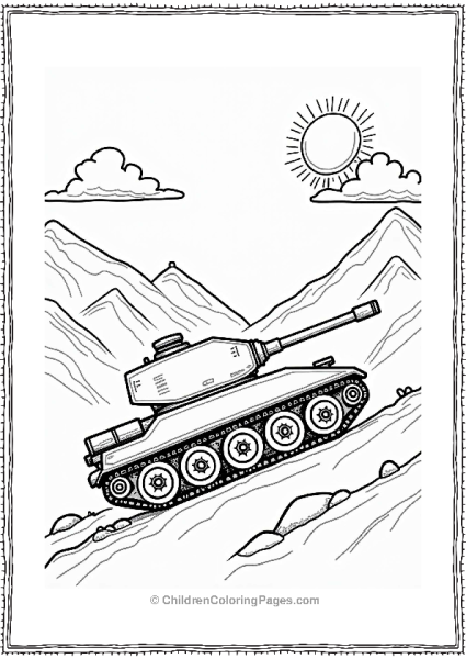 Tank Climbing A Mountain Slope Free PDF Printable