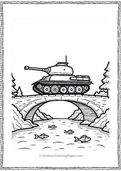 Tank Crossing A Bridge Over Water Free PDF Printable