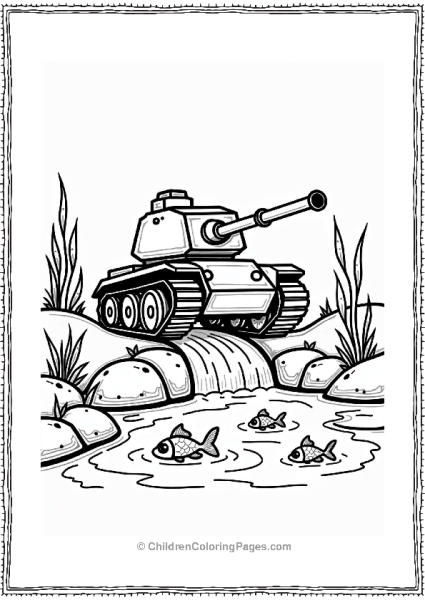 Tank Crossing A Stream Free PDF Printable