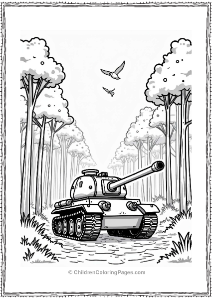 Tank Exploring A Forest Free PDF Printable