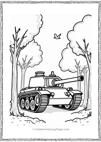 Tank Hidden In A Forest Free PDF Printable