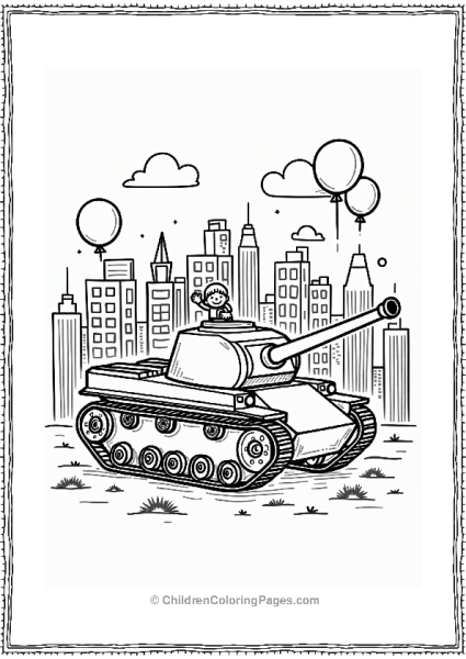 Tank In A Cheerful City Free PDF Printable