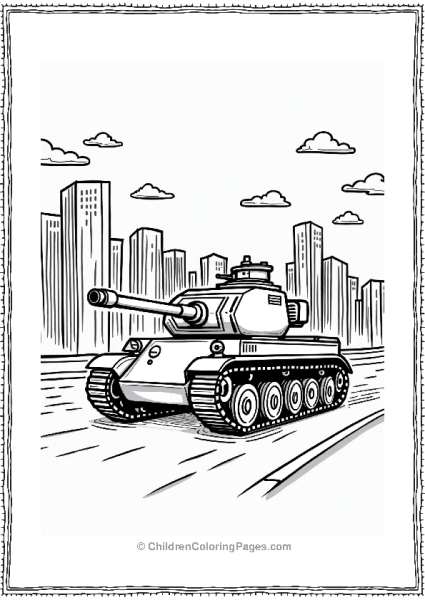 Tank In A Cityscape Free PDF Printable