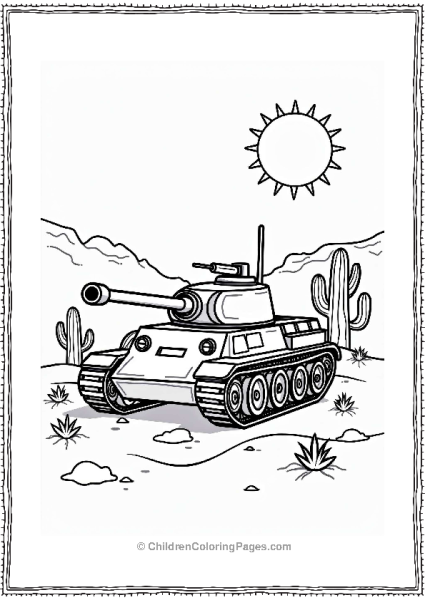 Tank In A Desert Landscape Free PDF Printable