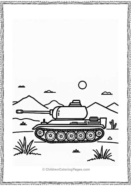 Tank In A Desert Sunset Free PDF Printable