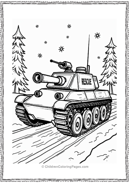 Tank In A Snow Rescue Scene Free PDF Printable