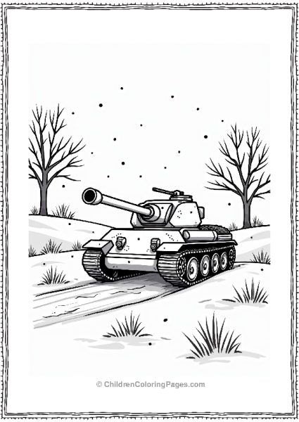 Tank In A Snowy Landscape Free PDF Printable