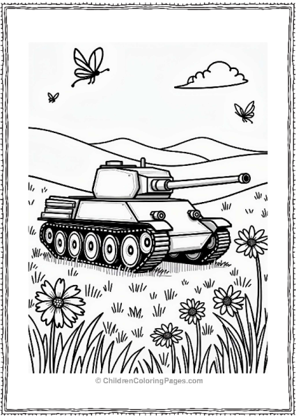 Tank In A Sunny Meadow Free PDF Printable