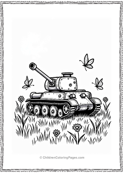 Tank On A Grassy Plain Free PDF Printable