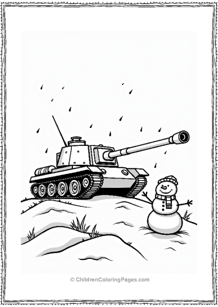 Tank On A Snowy Hill Free PDF Printable