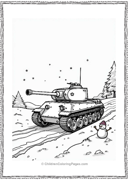 Tank On A Snowy Path Free PDF Printable