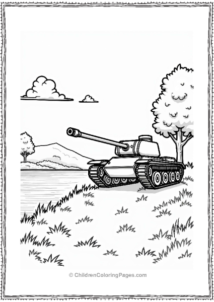 Tank Overlooking A Calm Lake Free PDF Printable