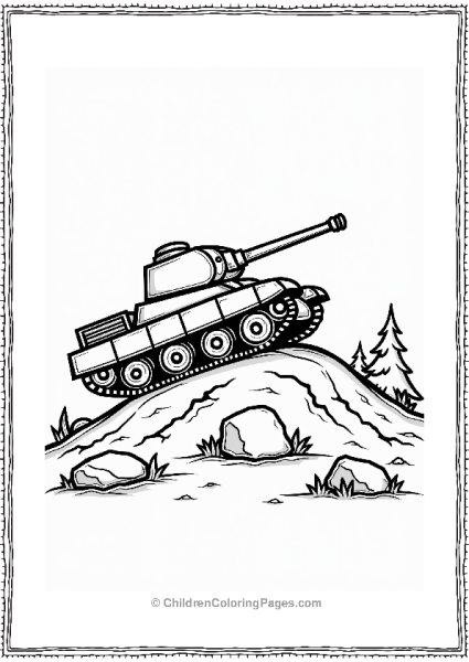 Tank Rolling Over Rocky Hill Free PDF Printable
