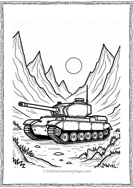 Tank Surrounded By Mountains At Sunset Free PDF Printable