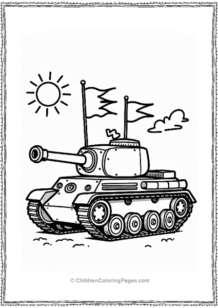 Tank With Colorful Flags Free PDF Printable