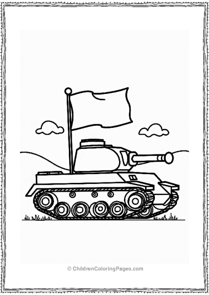 Tank With Flag And Clouds Free PDF Printable