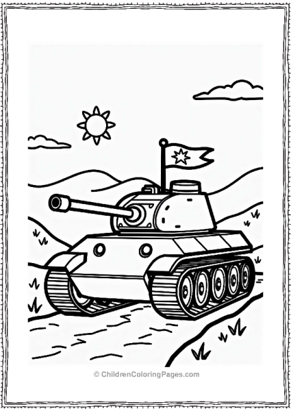 Tank With Flags In A Sunny Landscape Free PDF Printable