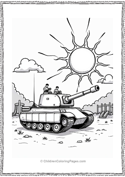 Tank With Sun Over Playground Free PDF Printable