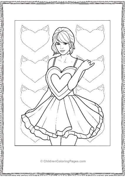 Taylor Swift With Heart Dress Free PDF Printable