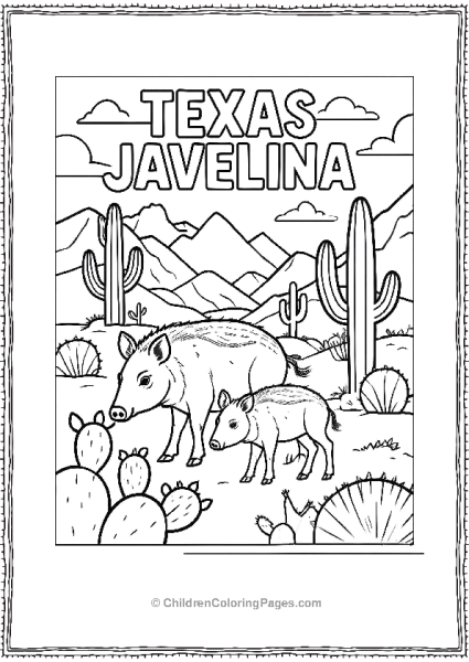 Texas Javelina In Desert Landscape Free PDF Printable