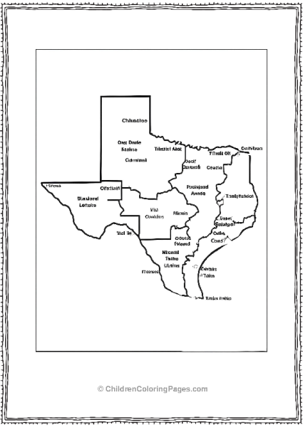 Texas Map With Regions And Cities Free PDF Printable