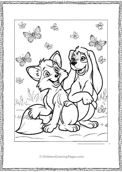 Tod And Copper With Butterflies Fox And The Hound Free PDF Printable