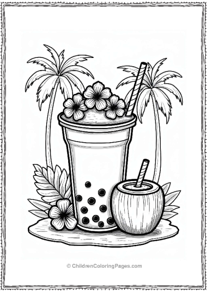 Tropical Paradise Boba Tea Free PDF Printable