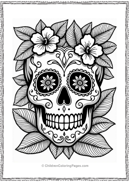 Tropical Sugar Skull Illustration Free PDF Printable