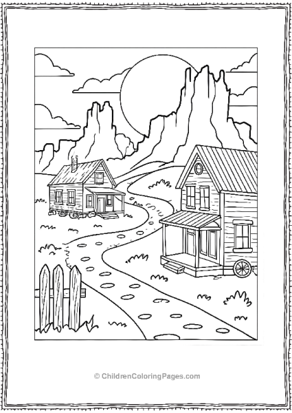 Two Old Wooden Houses On A Path In Texas Free PDF Printable