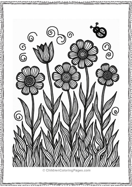 Vibrant Zentangle Flowerbed Free PDF Printable