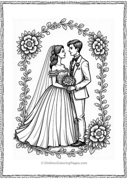 Victorian Wedding Scene With Heart Motifs Free PDF Printable