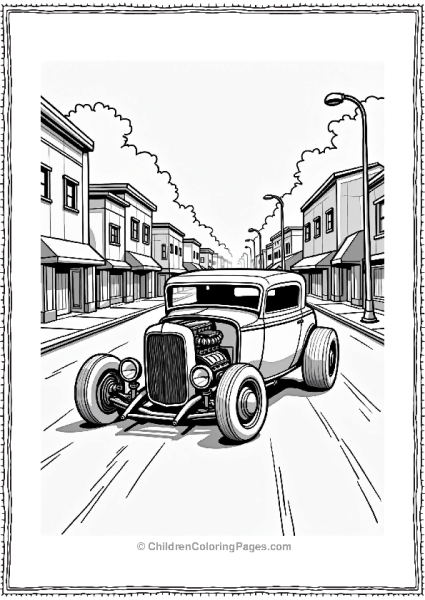 Vintage Hot Rod In The City Free PDF Printable