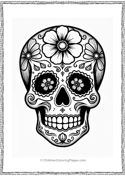 Vintage Sugar Skull With Floral Designs Free PDF Printable