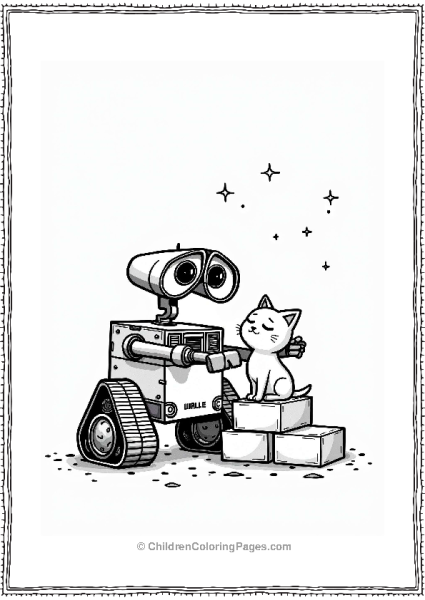 Wall E Comforting A Lost Kitten Free PDF Printable