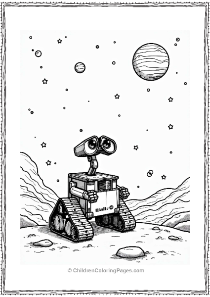 Wall E Gazing At Stars Free PDF Printable