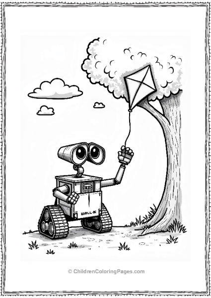 Wall E Helping A Lost Kite Free PDF Printable