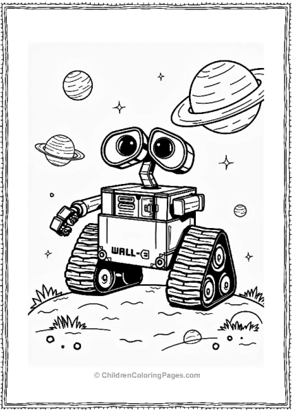 Wall E In A Spacesuit Floating In Space Free PDF Printable