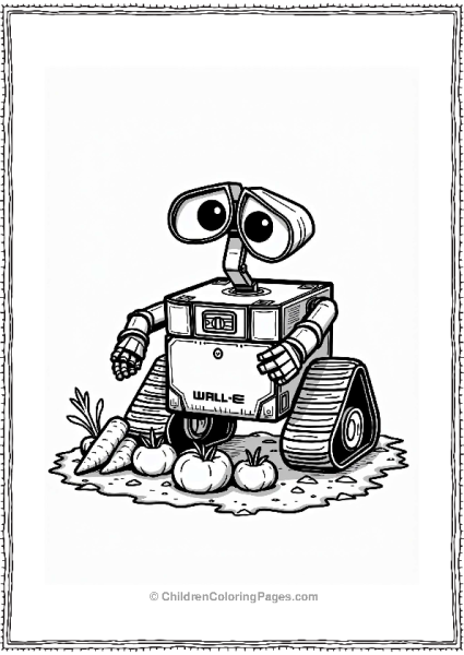 Wall E Picking Vegetables In A Garden Free PDF Printable