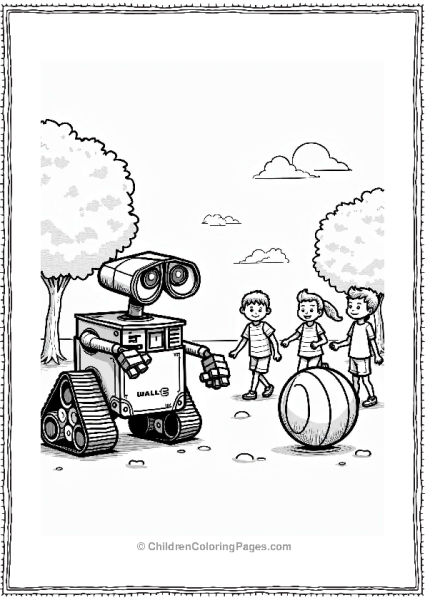 Wall E Returns A Lost Ball To Children Free PDF Printable