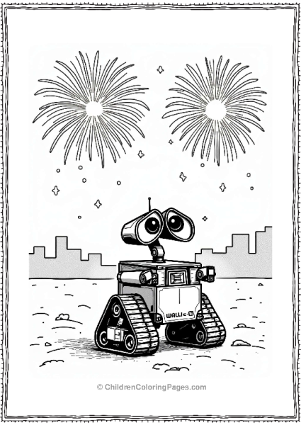 Wall E Watching Fireworks At Night Free PDF Printable