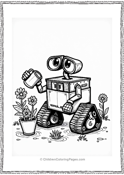 Wall E Watering Flowers Free PDF Printable