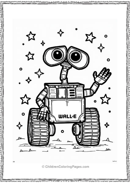 Wall E With A Big Smile Among Stars Free PDF Printable