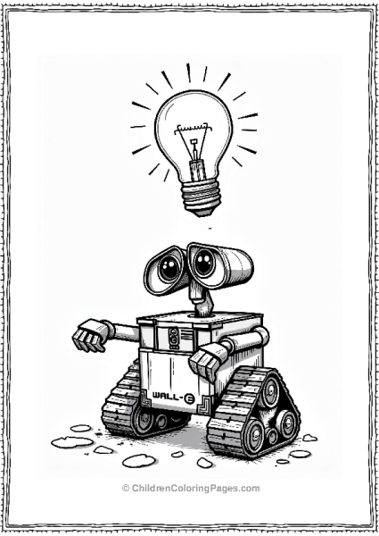 Wall E With A Floating Light Bulb Free PDF Printable