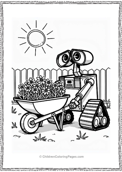 Wall E With A Wheelbarrow Of Flowers Free PDF Printable